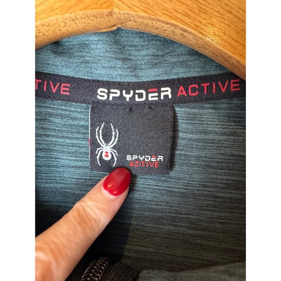Spyder Shirt Men Medium Green Quarter Zip Performance Pullover Active Athleisure - Picture 5 of 6
